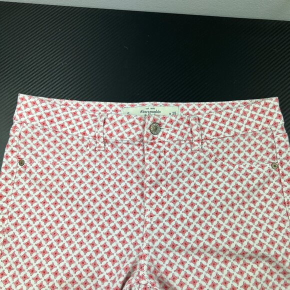 Abercrombie & Fitch Womens Pink & White Patterned Skinny Ankle Pants Size 6 W28 - Picture 3 of 8